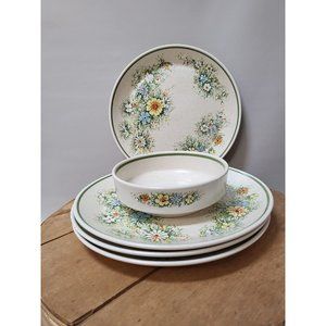 Vintage "Floral Fantasy" by Lenox Temper-Ware Dinner Plate and Bowl Bundle Set o